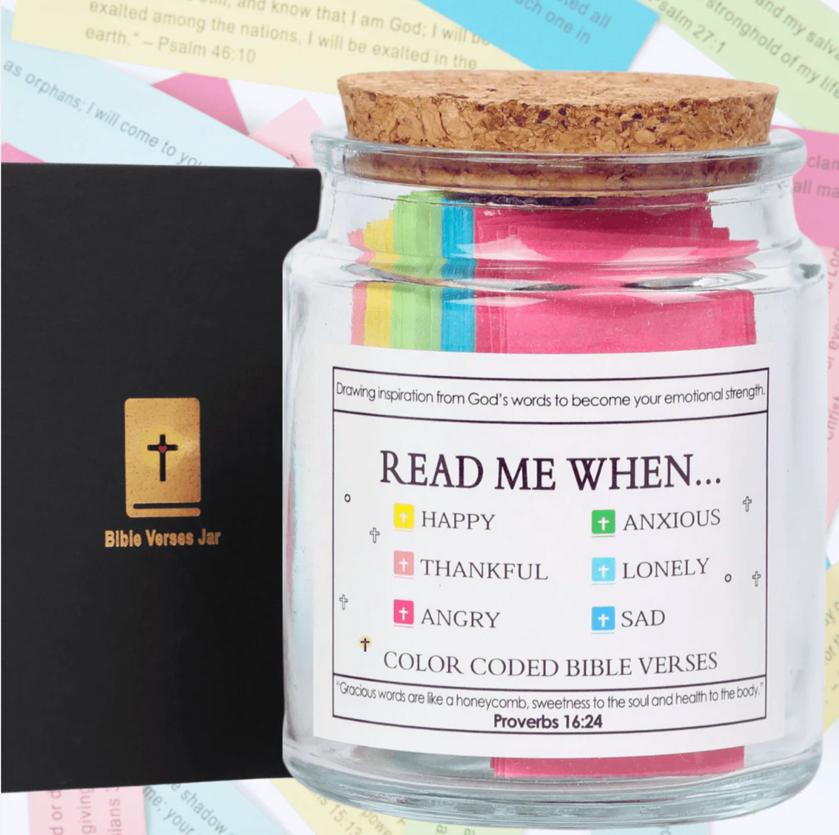 Handmade 90 Day Bible Verses Jar (Free Christian Gift Box)